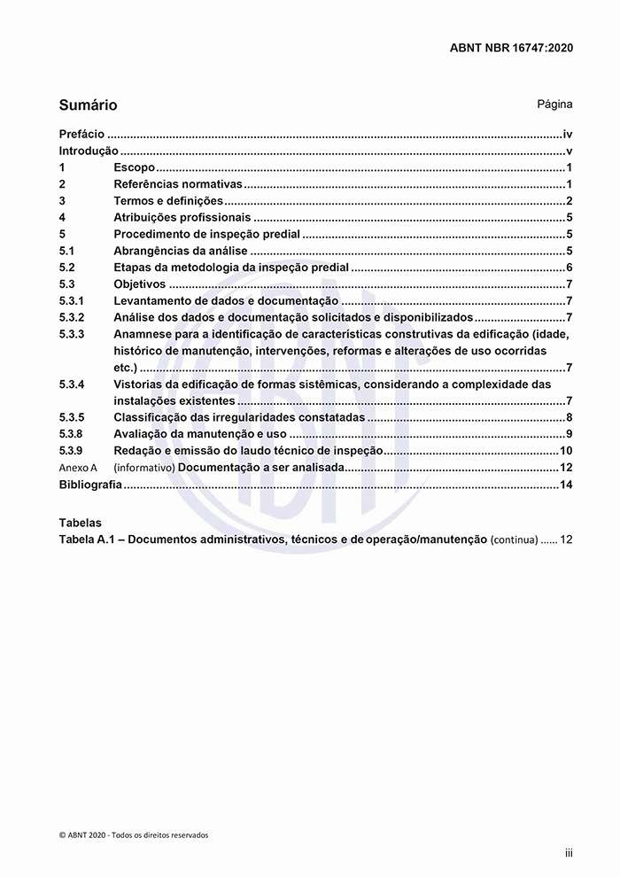 ABNT NBR 16747-20 - INSPEÇÃO PREDIAL - DIRETRIZES, CONCEITOS, TERMINOLOGIA E PROCEDIMENTO