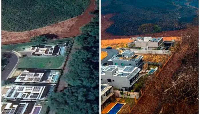 Veja antes e depois em condomínio de luxo evacuado após fogo chegar próximo a casas, em SP