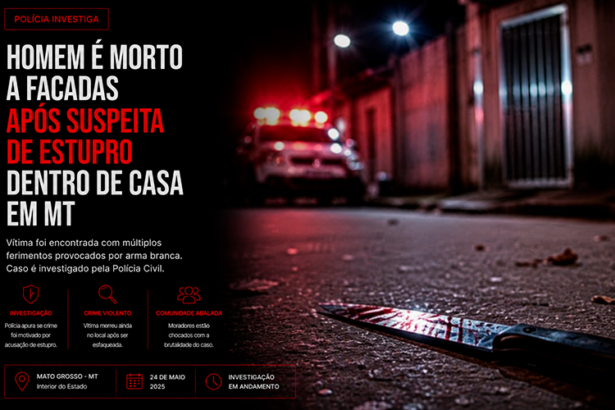 Homem é morto a facadas após suspeita de estupro dentro de casa em MT-sindicolegal