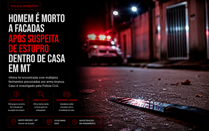 Homem é morto a facadas após suspeita de estupro dentro de casa em MT-sindicolegal