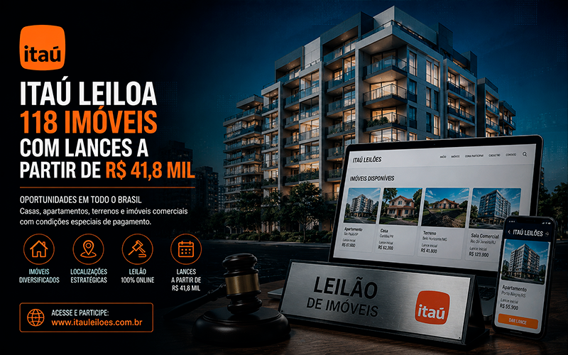 Itaú leiloa 118 imóveis com lances a partir de R$ 41,8 mil-sindicolegal