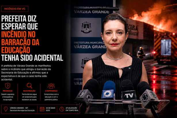 Prefeita afirma esperar que incêndio em depósito da Educação tenha sido acidental; causas seguem sob investigação.-sindicolegal