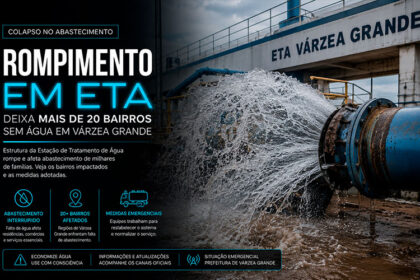 Rompimento em ETA deixa mais de 20 bairros sem água em Várzea Grande-sindicolegal