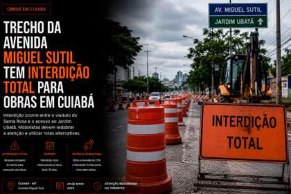 Trecho da Avenida Miguel Sutil tem interdição total para obras em Cuiabá-sindicolegal