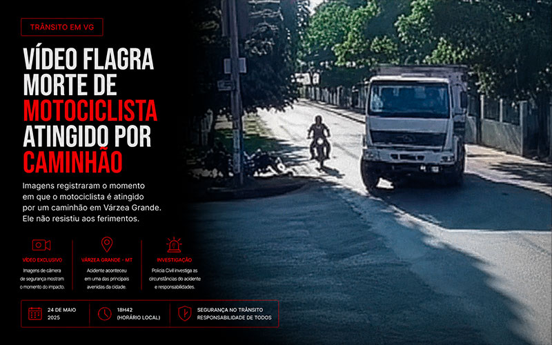 Vídeo flagra morte de motociclista atingido por caminhão-sindicolegal