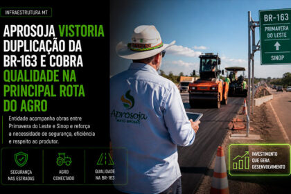 Aprosoja vistoria duplicação da BR-163 e cobra qualidade na principal rota do agro-sindicolegal