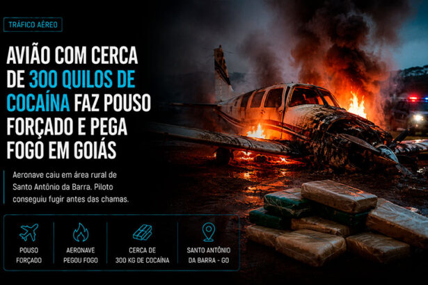Avião com cerca de 300 quilos de cocaína faz pouso forçado e pega fogo em Goiás-sindicolegal