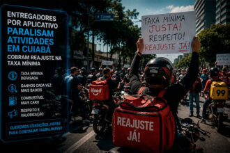 Entregadores por aplicativo paralisam atividades em Cuiabá e cobram reajuste na taxa mínima-sindicolegal