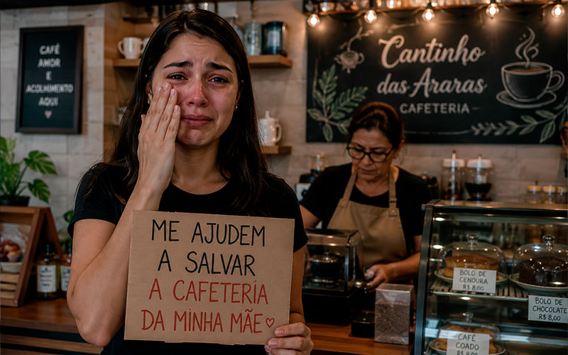 Filha se emociona e pede apoio para salvar cafeteria da mãe em Cuiabá-sindicolegal