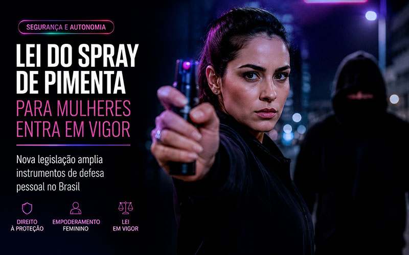 Lei do spray de pimenta para mulheres entra em vigor e amplia instrumentos de defesa pessoal no Brasil-sindicolegal