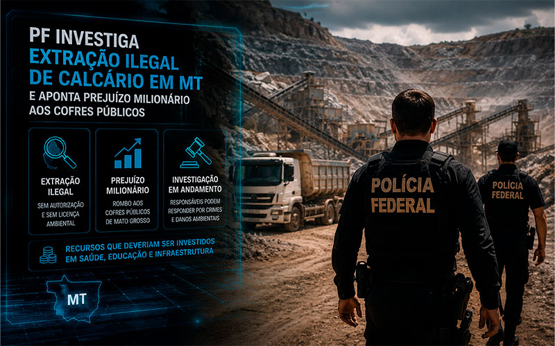 PF investiga extração ilegal de calcário em MT e aponta prejuízo milionário aos cofres públicos-sindicolegal