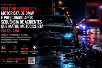 Sem CNH e foragido: motorista de BMW é procurado após sequência de acidentes que matou motociclista em Cuiabá-sindicolegal