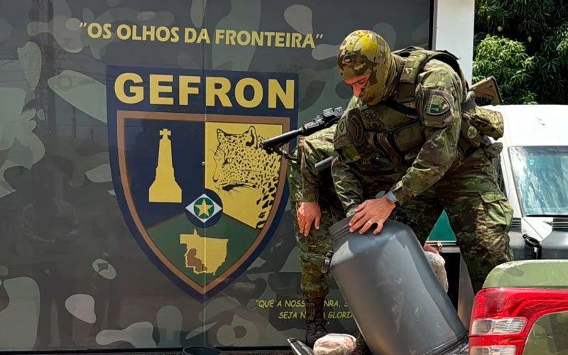 Gefron apreende 73 quilos de skunk escondidos em tambores de leite na região de Jauru-sindicolegal