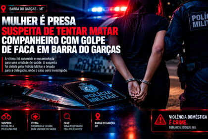 Mulher é presa suspeita de tentar matar companheiro com golpe de faca em Barra do Garças-sindicolegal