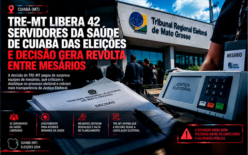 TRE-MT libera 42 servidores da Saúde de Cuiabá das eleições e decisão gera revolta entre mesários-sindicolegal